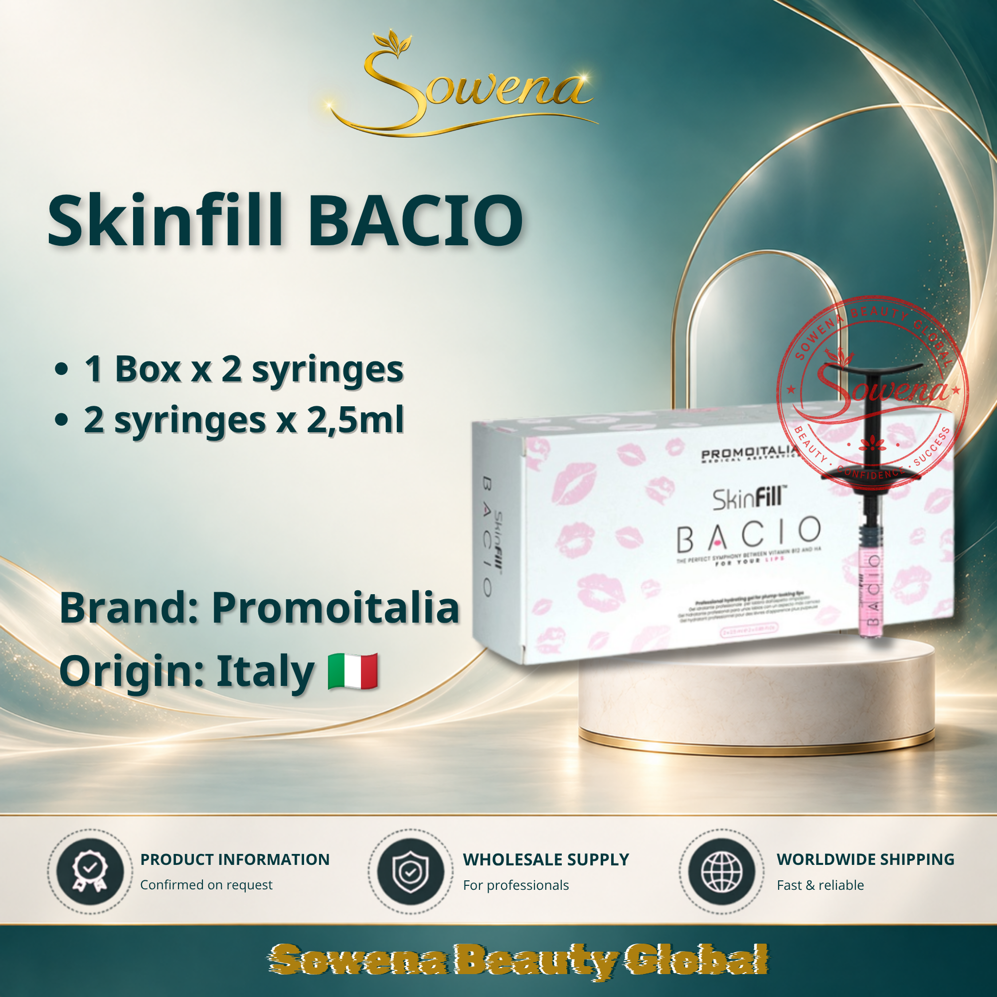 Skinfill Bacio product visual designed by Sowena Beauty